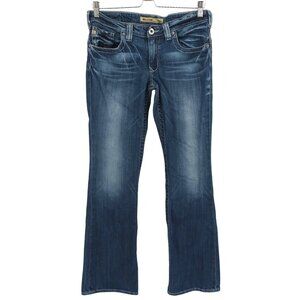 Big Star Women 29 Long Casey K Low Rise Blue Denim Jeans Whiskered Distressed